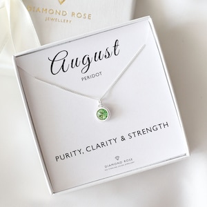 August Birthstone Necklace | Peridot Swarovski Personalized Crystal | August Leo Birthday Jewelry | Healing Gemstone | Inspirational