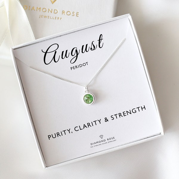 August Birthstone Necklace | Peridot Swarovski Personalized Crystal | August Leo Birthday Jewelry | Healing Gemstone | Inspirational