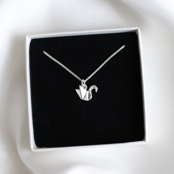 Origami Crane Necklace, Sterling Silver, Best Friends Gift, Origami Animal Jewellery, Birthday Gift For Her,Crane Jewelry Gift, Origami