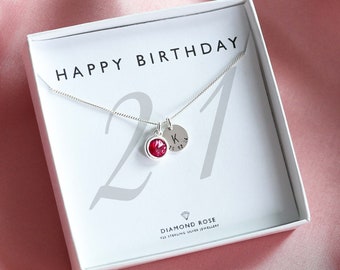 21st Birthday Necklace | Swarovski Birthstone | Twenty First Necklace | 21 st Birthday Gift Jewelry | 21st Gift For Her | Sterling Silver