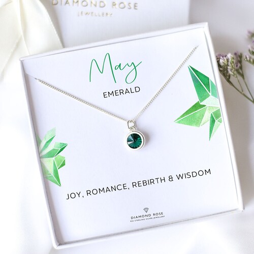 May Birthstone Necklace Emerald 