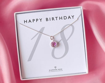 18th Birthday Gift For Her, 18th Birthday Necklace, 18th Birthstone Gift For Girl, Eighteenth Birthday Jewelry Gift, 18, Sterling Silver