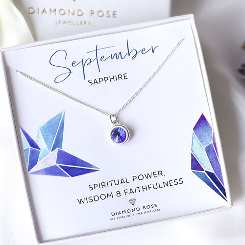 September Birthstone Necklace Sapphire 