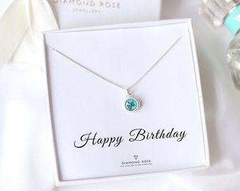 Birthday Necklace, Sagittarius Birthstone, December Birthstone, Blue Zircon Necklace, Sagittarius Gift, Zodiac Jewelry,Birthday Gift For Her