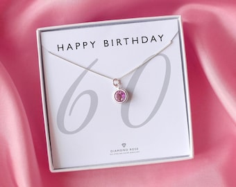 60th Birthday Gift For Women, 60th Birthday Gift, Birthstone Gift For Her, 60th Birthday Grandma Necklace, 60th Necklace, Sterling Silver