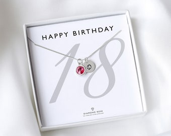18th Birthday Birthstone Necklace, 18th Birthday Gift, Personalised 18th Birthday Gift, 18th Sterling Silver Necklace,18th Gift Idea For Her