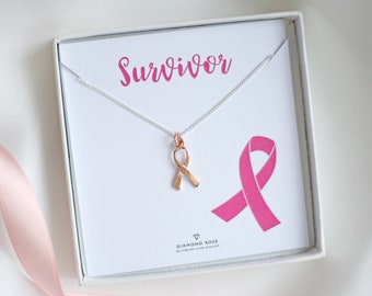 Breast Cancer Survivor Necklace, Pink Ribbon Necklace, Breast Cancer Survivor Gifts,Cancer Warrior, Survivor Gift, Pink Ribbon Gift, Fighter