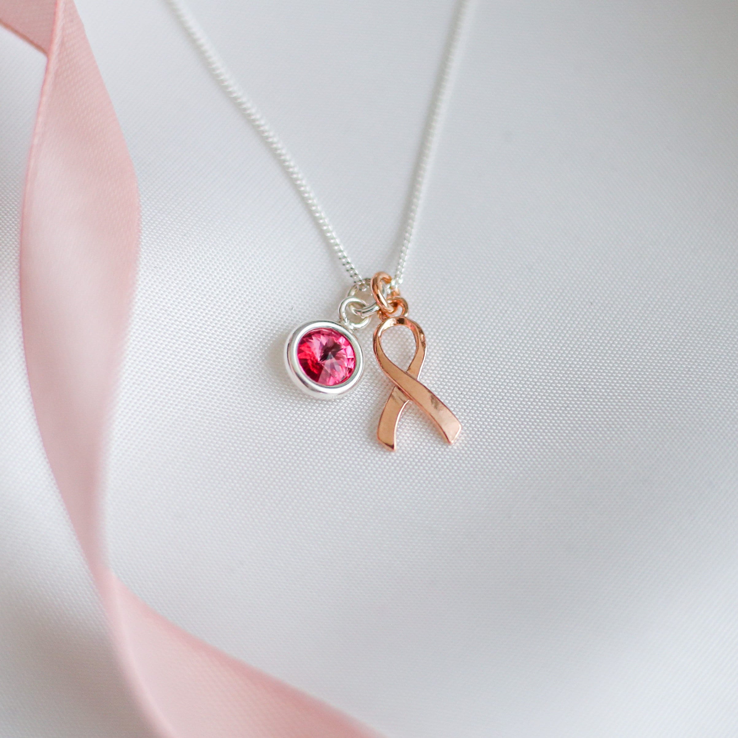 Pink Ribbon LUXE Gold Awareness Necklace breast cancer survivor gift –  RANOLA