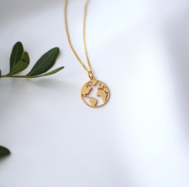 World Map Necklace, Travel Necklace, 24k Gold Globe, Map Pendant, Travel Gift Idea, World Globe Gift, Adventure Gift, Christmas Gift For Her image 9