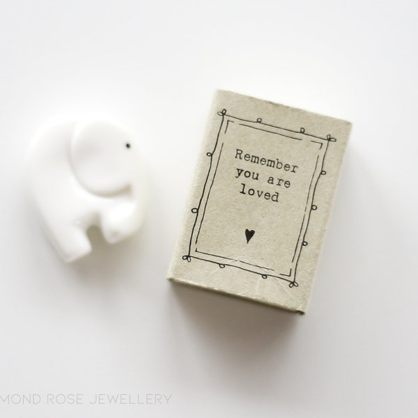 14th Wedding Anniversary Gift, Elephant Gift, Ivory Year Anniversary Gift, Porcelain Elephant Matchbox Gift - Remember You Are Loved