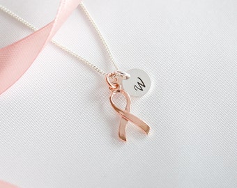 Breast Cancer Survivor Silver Necklace | Awareness Pink Ribbon Charm | Gift For Her | Cancer Warrior | Survivor Gift | Cancer Fighter |