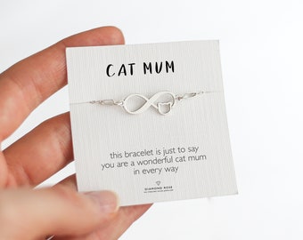 Cat Mum Bracelet, Cat Mum Gifts, Cat Jewellery, Birthday Gift For Cat Lover, Cat Bracelet For Woman, Christmas Gift, 925 Sterling Silver