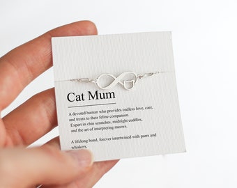 Cat Mum Bracelet, Cat Mum Gifts, Cat Jewellery, Birthday Gift For Cat Lover, Christmas Gift, 925 Sterling Silver, Cat Bracelet For Woman