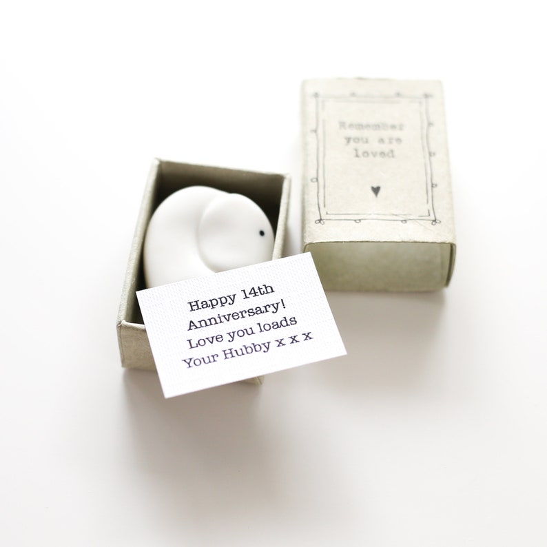 14th Wedding Anniversary Gift, Elephant Gift, Ivory Year Anniversary Gift, Porcelain Elephant Matchbox Gift, Gift For Husband, Wife, Him image 10