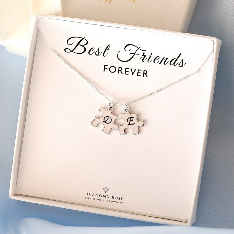 Personalized Two Puzzles Piece BFF Jigsaw Friendship Forever Jewelry Infinity Best Friends Puzzle Necklace Set of 2 Soul Sisters