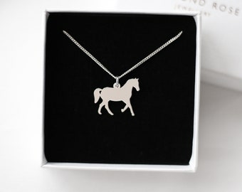 Horse Necklace, Horse Gifts, Horse Gifts For A Girl, Horse Lover Jewelry Gifts, Equestrian Gifts, Sterling Silver, Personalised Pendant