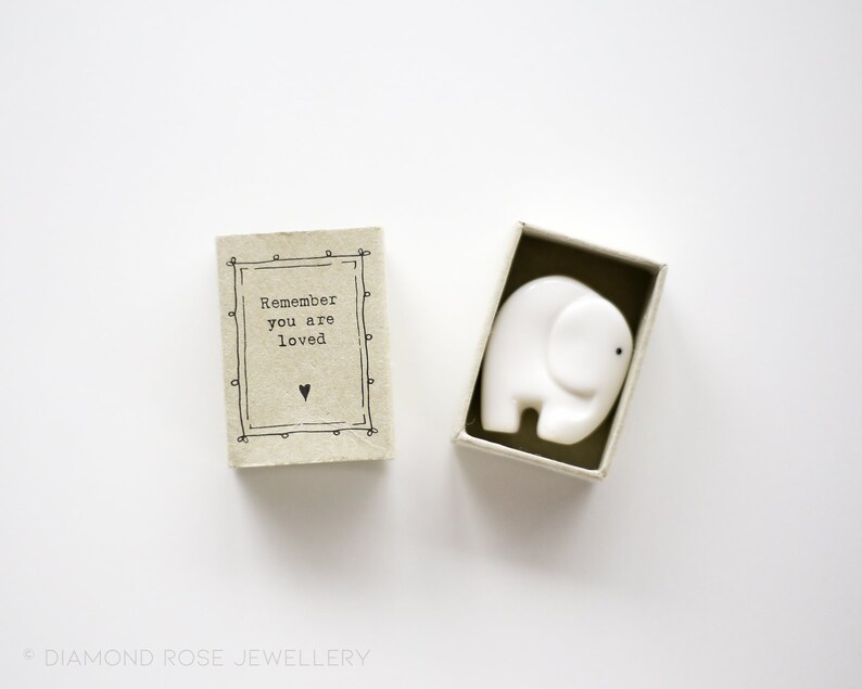 14th Wedding Anniversary Gift, Elephant Gift, Ivory Year Anniversary Gift, Porcelain Elephant Matchbox Gift, Gift For Husband, Wife, Him zdjęcie 5