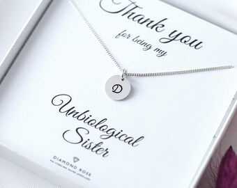 Unbiological Sister Gift,Soul Sister Gift,  Initial Necklace, Sister Birthday Gift, Best Friend Gift,Friendship Necklace, BFF Christmas Gift