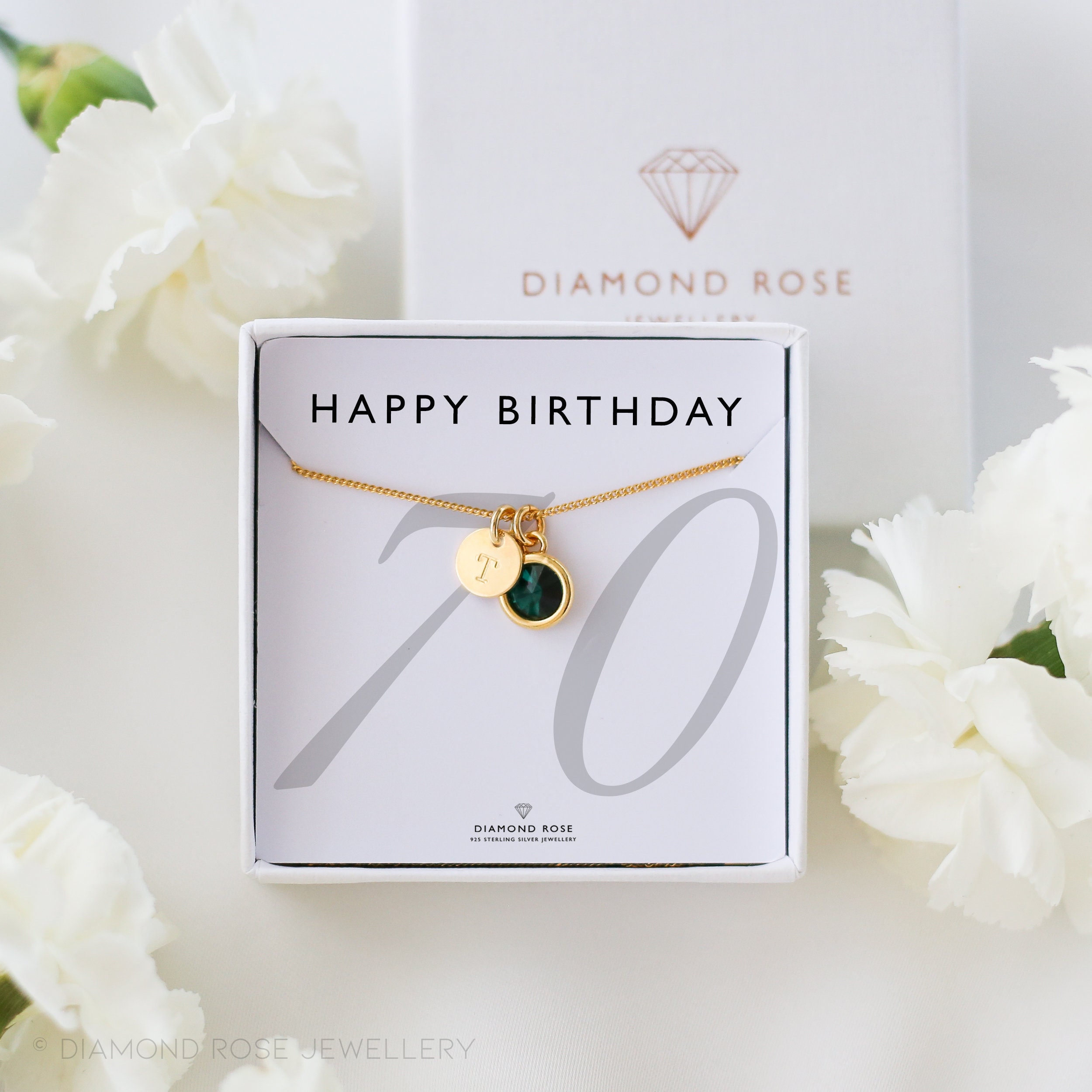 70th birthday sale necklace with birthstone