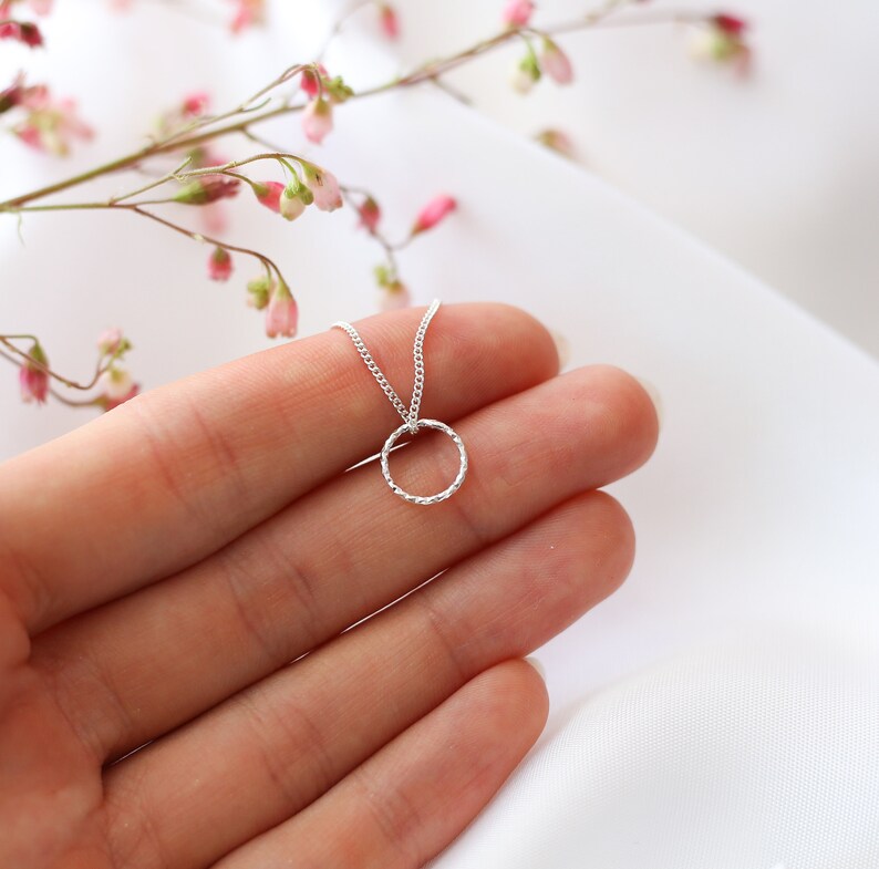 Silver Circle Pendant Necklace Karma Birthday Necklace Soul Etsy UK