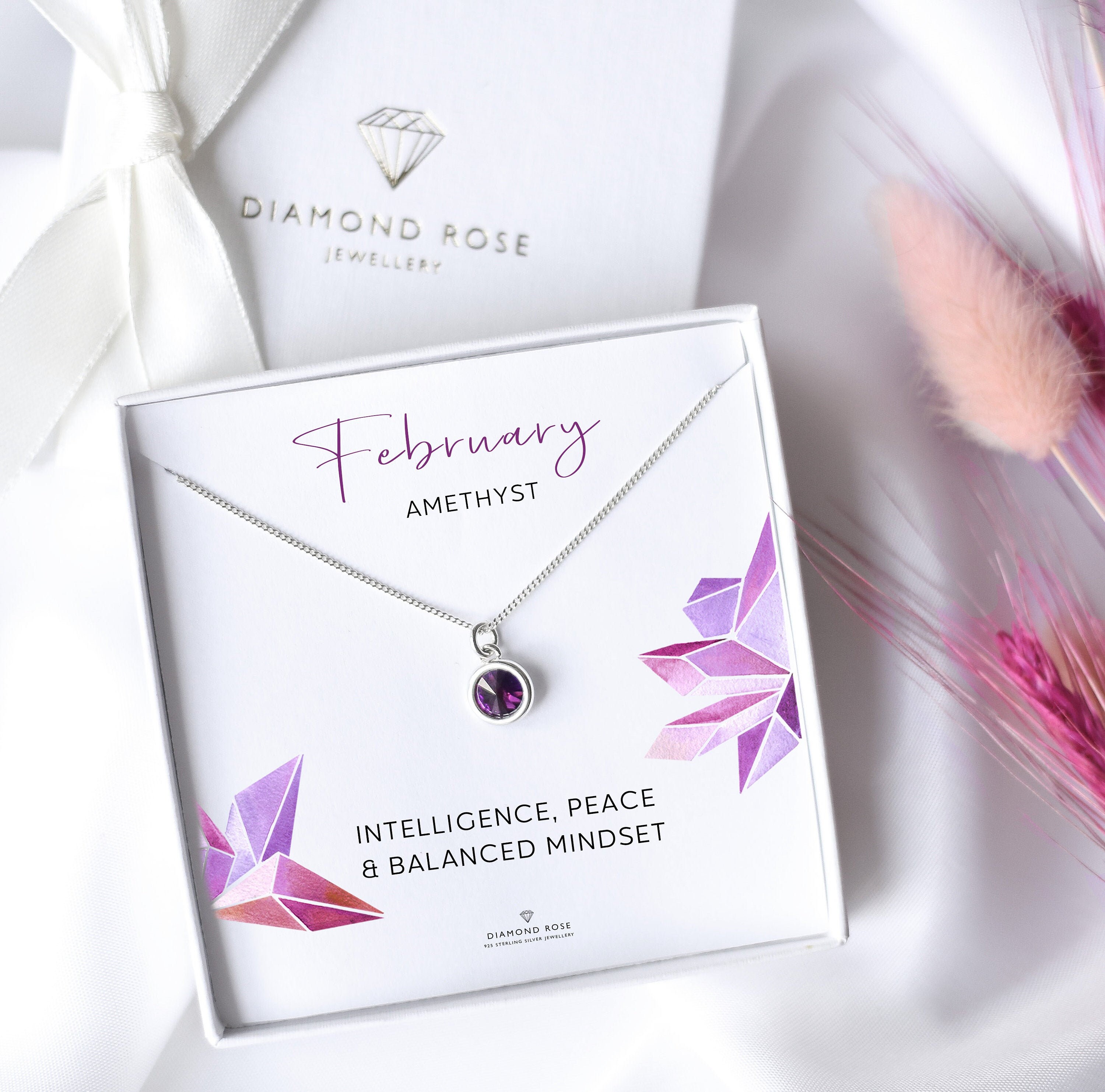 Amethyst Birthstone Necklace February Birthday Gift Idea - Etsy