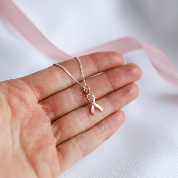 Pink Ribbon Breast Cancer Awareness Earrings Lamp Work Clear Glass Sterling  Silver