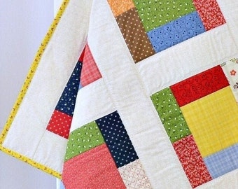 Patchwork Crib Quilt – Handmade Rainbow Nursery Blanket, Gender Neutral Baby Gift