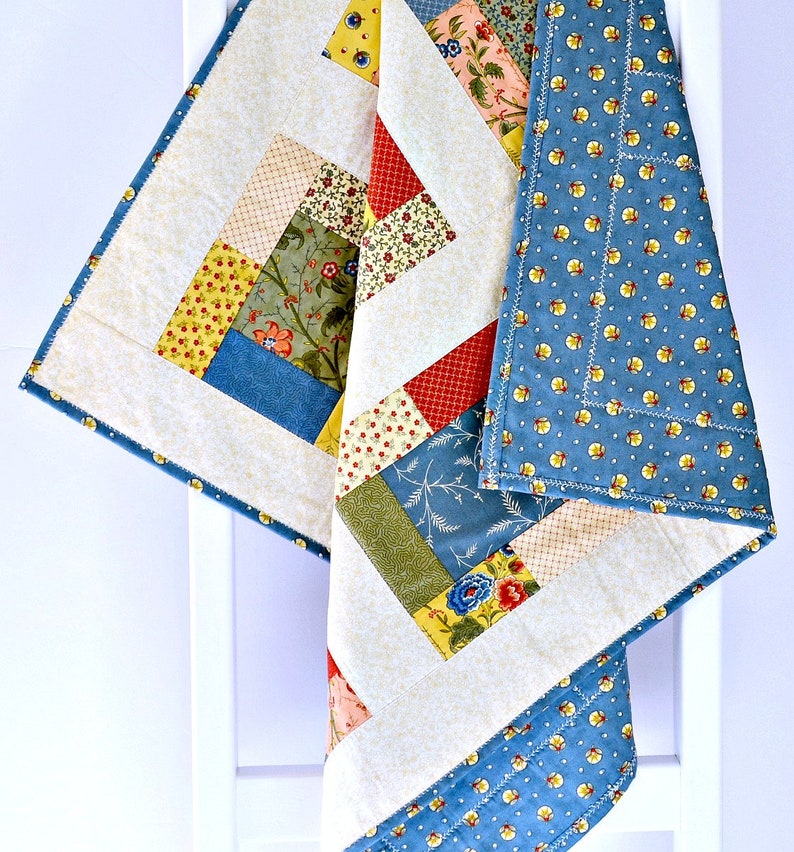 Blue Yellow Patchwork Quilt Baby Girl Quilt Modern Etsy