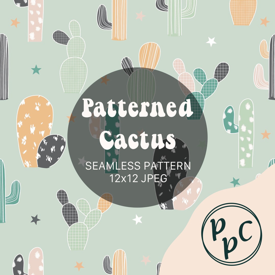 Cactus Plant Seamless Pattern Repeat Digital Download for Commercial ...