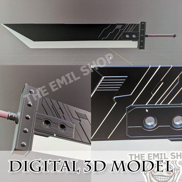 3D STL print file Cloud Strife Buster Sword Final Fantasy 7 Remake Rebirth