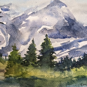 Original Watercolor of a Mountain