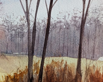 Original Watercolor of Fall Landscape