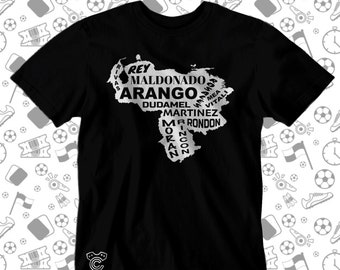 Venezuela soccer players map t shirt jersey camiseta vinotinto