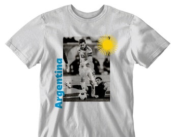 Argentina Messi calcio ritratto t shirt - Lionel Messi camiseta - Argentina World Cup t shirt