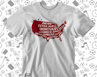 United States USA Map soccer players t shirt jersey camiseta