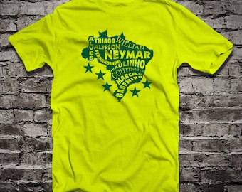 Camiseta de fútbol de Brasil Mapa jugadores Copa del Mundo Rusia 2018 camiseta Brasil
