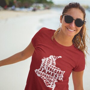 Women Colombia Map players World cup Russia 2018 soccer t shirt jersey camiseta