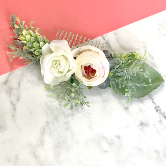 Silk Flower Hair Comb Bridal Hair Sally Ranunculus Peony Etsy