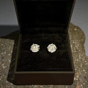 4 CTW Certified Lab Grown Diamond Stud Earrings | 14K Gold Round Studs | 2 CT Each
