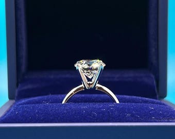 Lab Grown Diamond Engagement Ring | 3 CT Round Certified | 14K Gold Solitaire