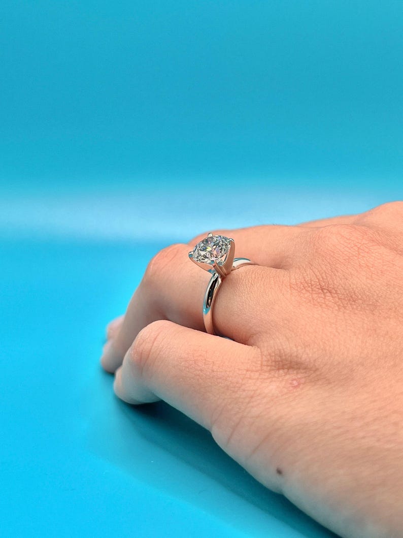 Lab Grown Diamond Engagement Ring | 2 CT Round Certified | 14K Gold Solitaire image 6