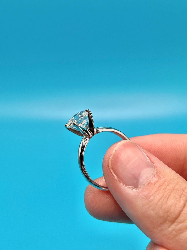 Lab Grown Diamond Engagement Ring | 2 CT Round Certified | 14K Gold Solitaire image 4