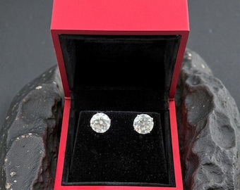 6 CTW Certified Lab Grown Diamond Stud Earrings | 14K Gold Round Studs | 3 CT Each