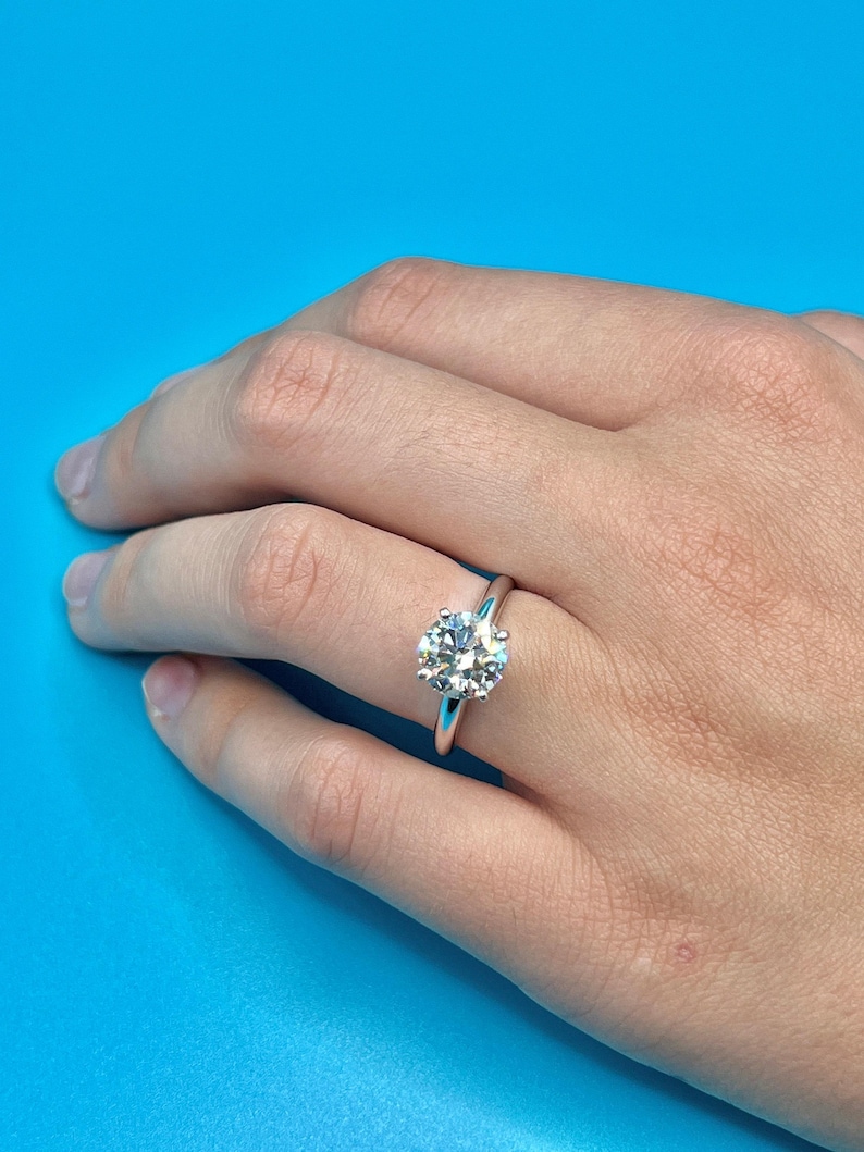 Lab Grown Diamond Engagement Ring | 2 CT Round Certified | 14K Gold Solitaire image 3