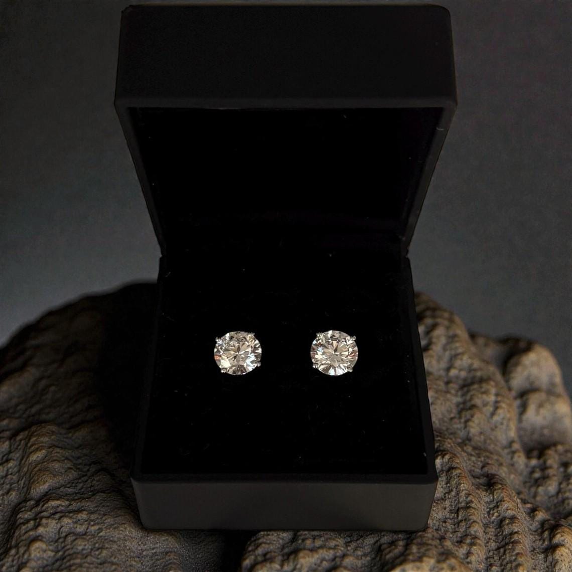 5 CTW Certified Lab Grown Diamond Stud Earrings | 14K Gold Round Studs | 2.5 CT Each