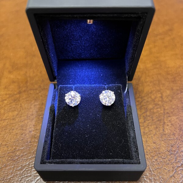 2 Ct Round Diamond Earrings, 14Kt Gold Lab Grown Diamond Studs, Gold Diamond Earrings, Diamond Studs, 1 Ct Each