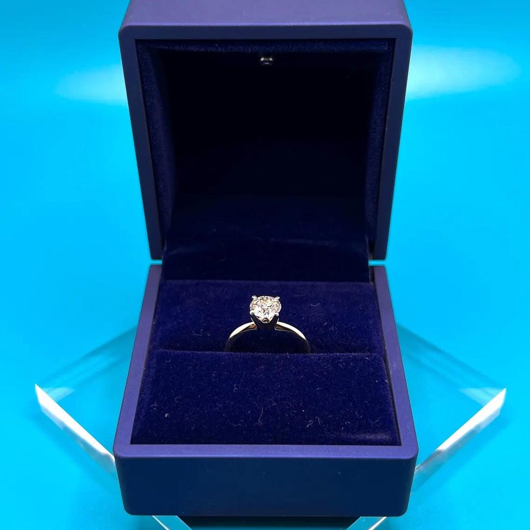 Lab Grown Diamond Engagement Ring | 1 CT Round Certified | 14K Gold ...