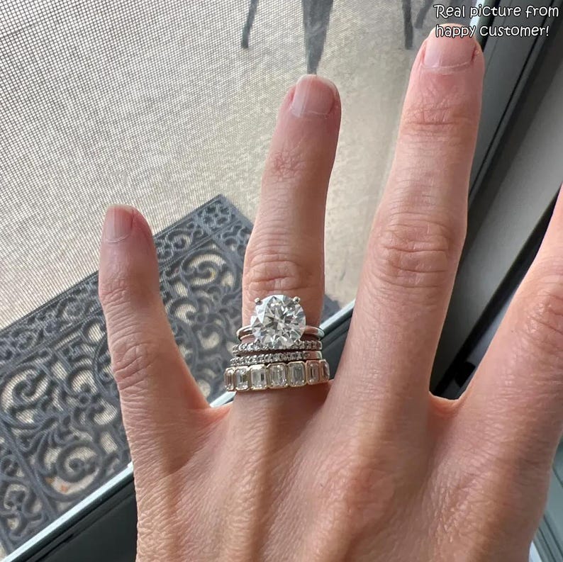 Lab Grown Diamond Engagement Ring | 4 CT Round Certified | 14K Gold Solitaire image 3