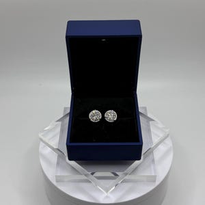 Diamond Halo Earrings, 2 CTW Round Studs, 14K Gold Lab Grown Earring Studs, 14K Solid Gold, Certified Real Lab Created Earrings, 1 CT Each