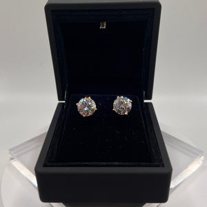 3 Ct Round Diamond Earrings, 14Kt Gold Lab Grown Diamond Studs, Gold Diamond Earrings, Diamond Studs, 1 Ct Each